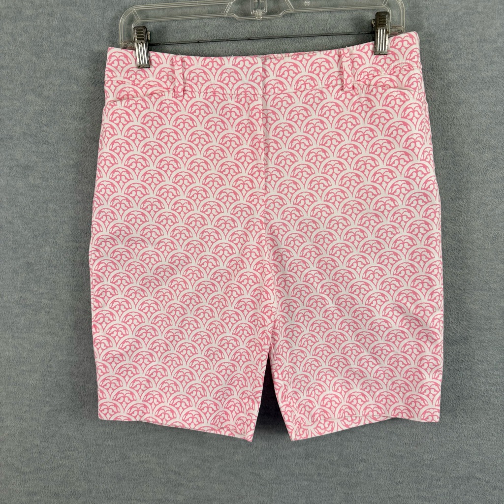 Talbots 6 The Perfect Short Pink White Floral Bermuda 10 Inseam Cotton Stretch